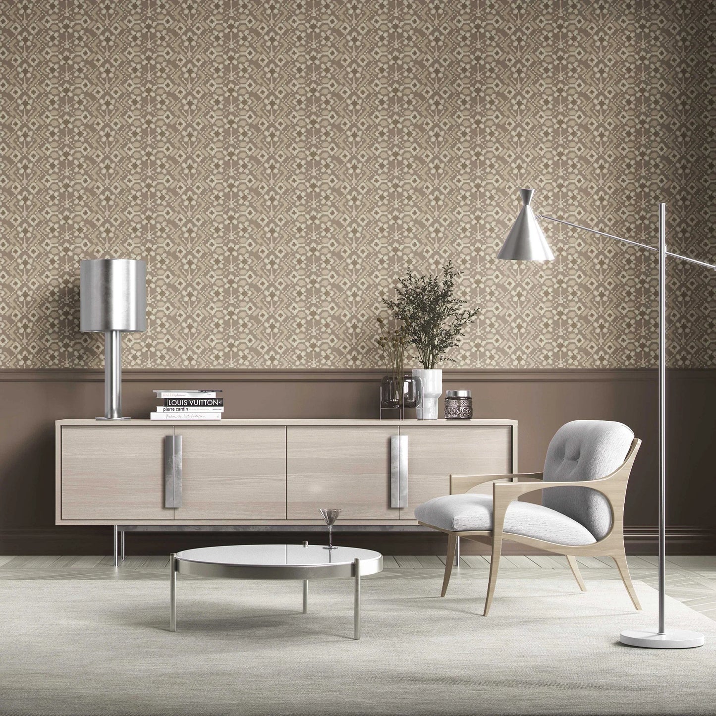 Ikat Bloom Wallpaper - Clay Dusk