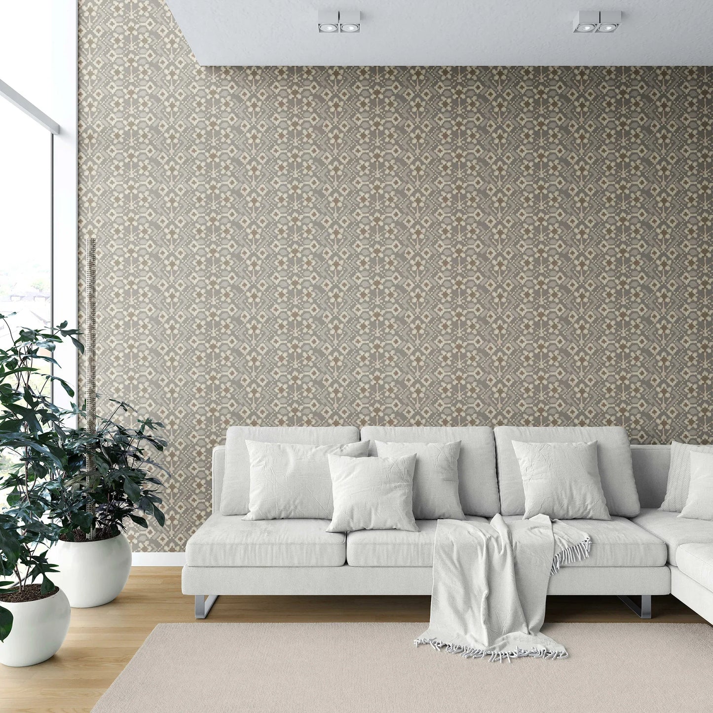 Ikat Bloom Wallpaper - Pebble Glen
