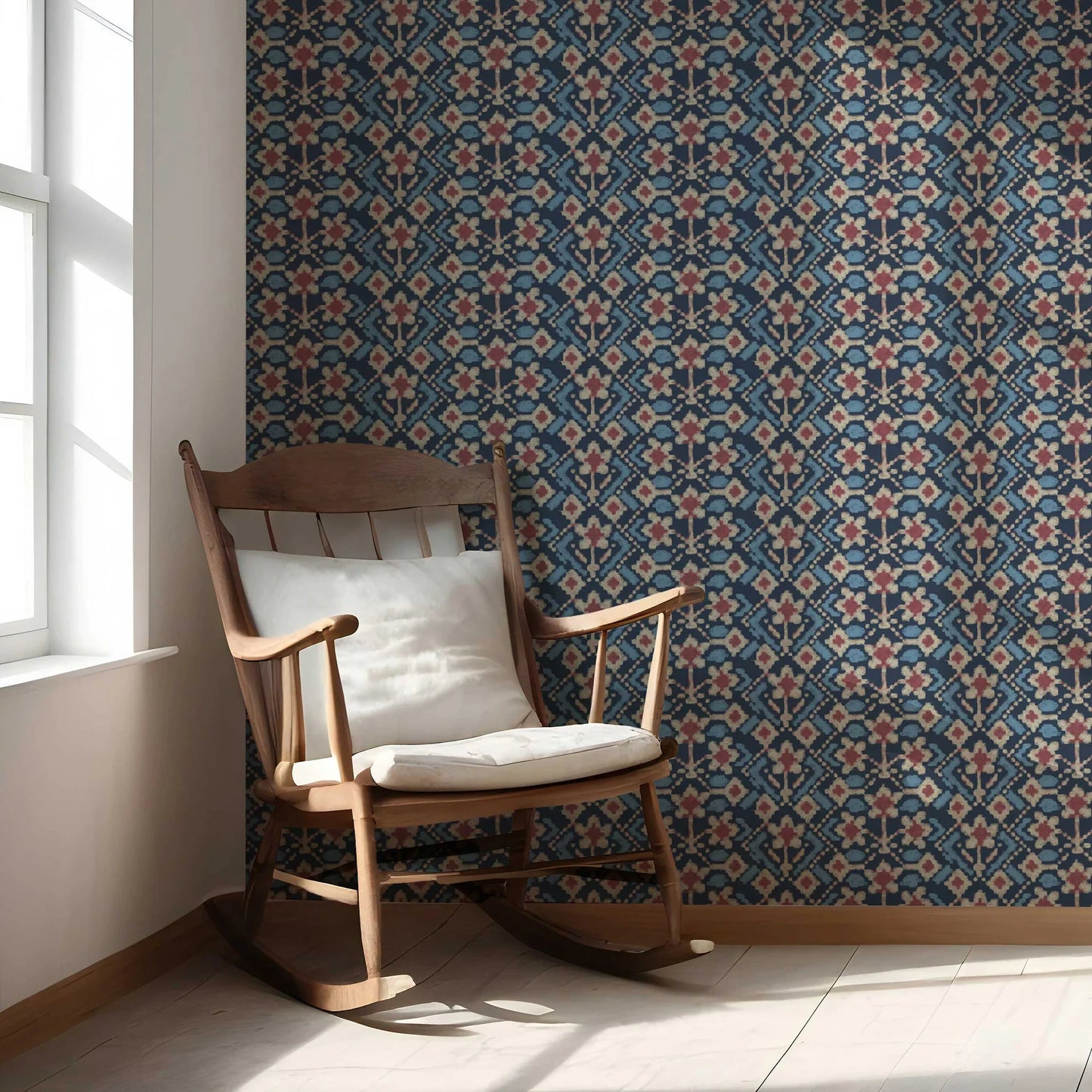 Ikat Bloom Wallpaper - Midnight Glen