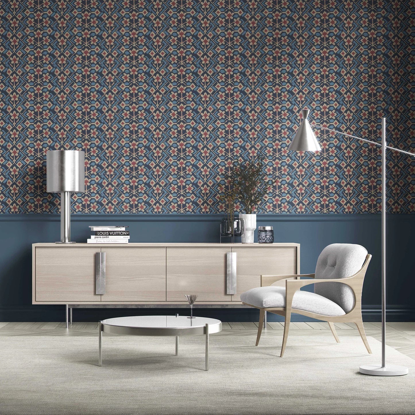 Ikat Bloom Wallpaper - Midnight Glen