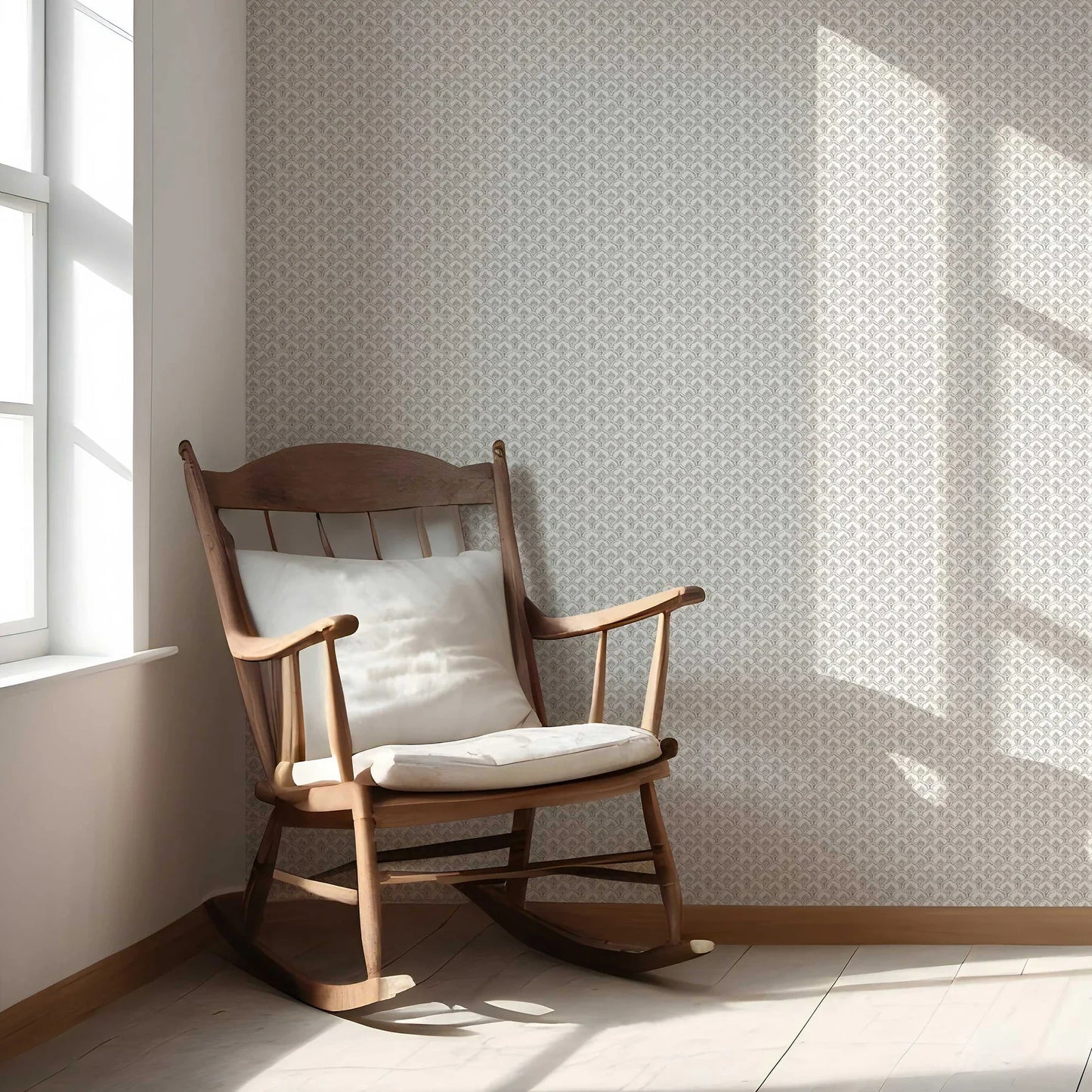 Regal Scallop Wallpaper - Stone Pearl