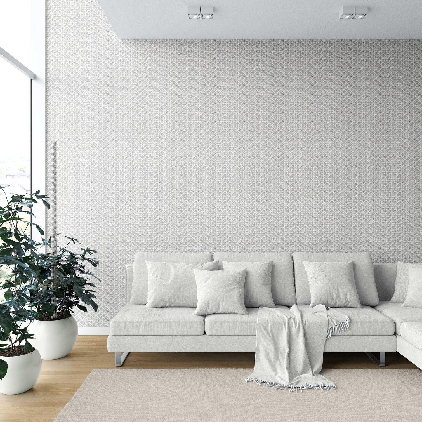 Regal Scallop Wallpaper - Stone Pearl
