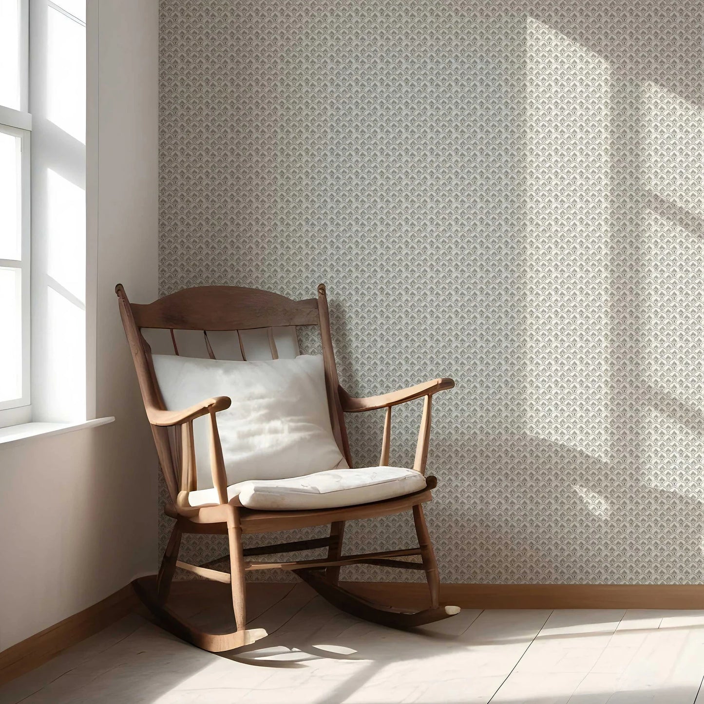 Regal Scallop Wallpaper - Olive Veil