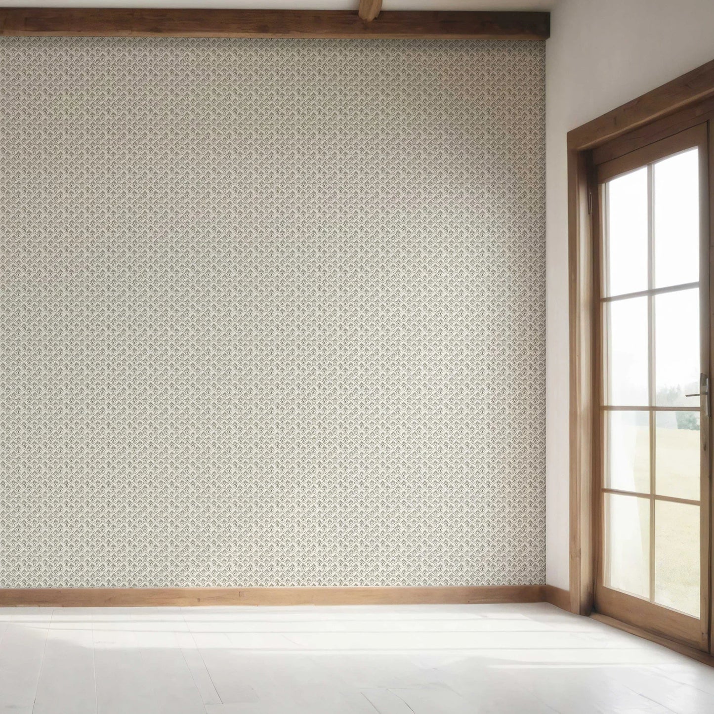 Regal Scallop Wallpaper - Olive Veil