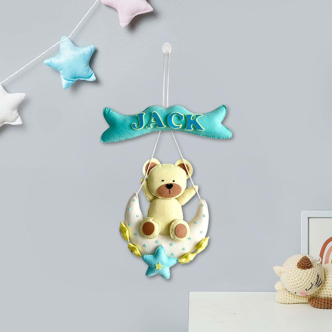 Teddy on a Moon Name Hanging