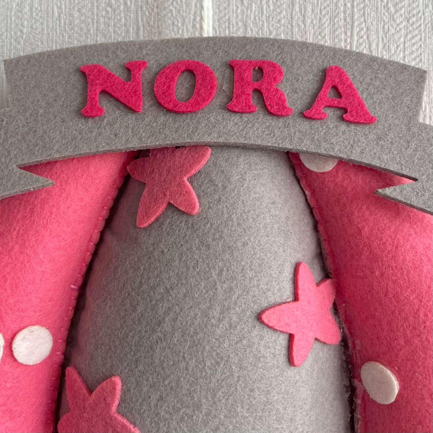 Pink Teddy on a Swing Name Hanging