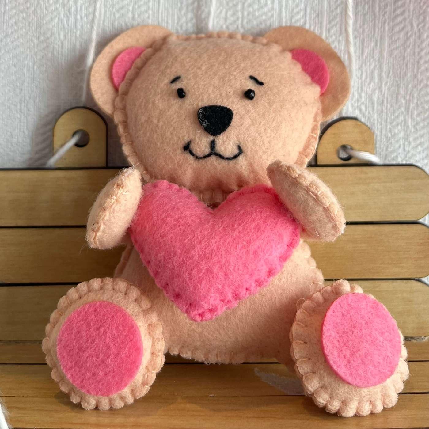 Pink Teddy on a Swing Name Hanging