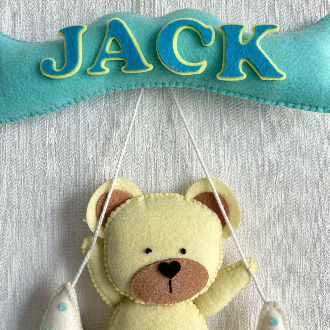 Teddy on a Moon Name Hanging