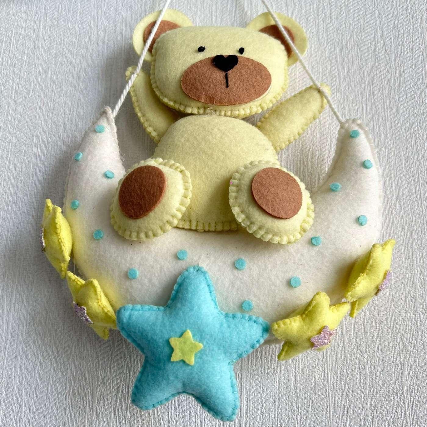 Teddy on a Moon Name Hanging