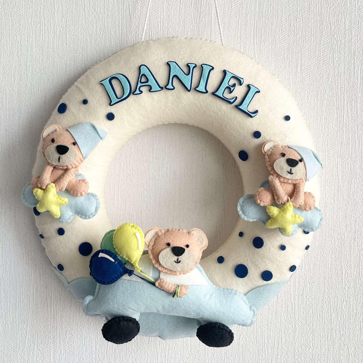Teddy on a Car Name Hanging