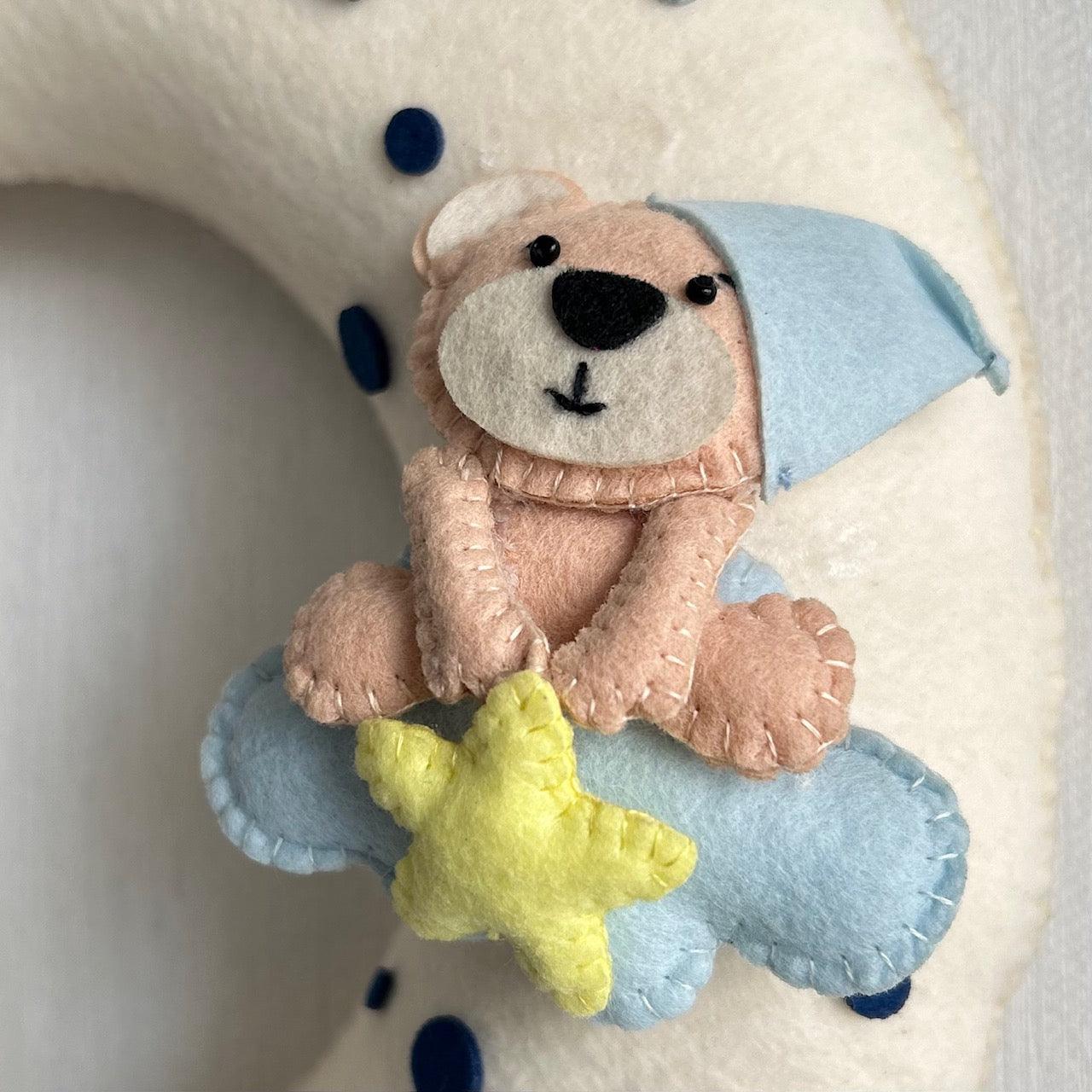 Teddy on a Car Name Hanging