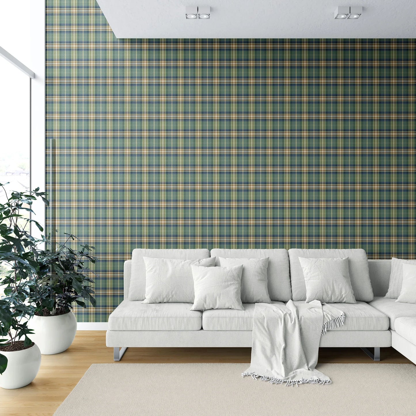 Langford Grid Wallpaper - Greenbriar Estate