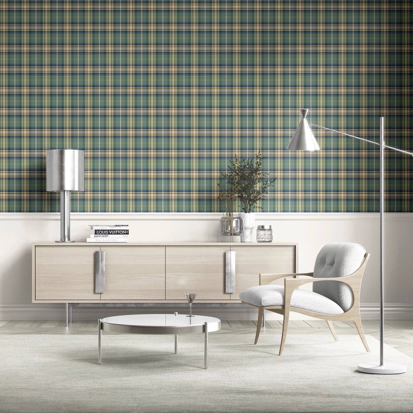 Langford Grid Wallpaper - Greenbriar Estate