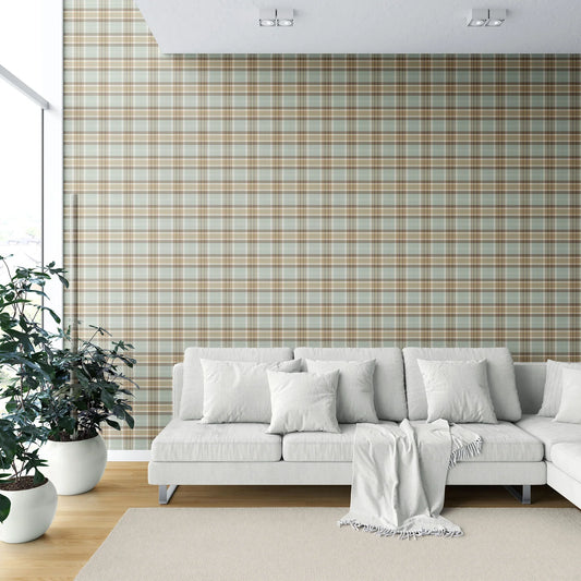 Langford Grid Wallpaper - Pale Willow