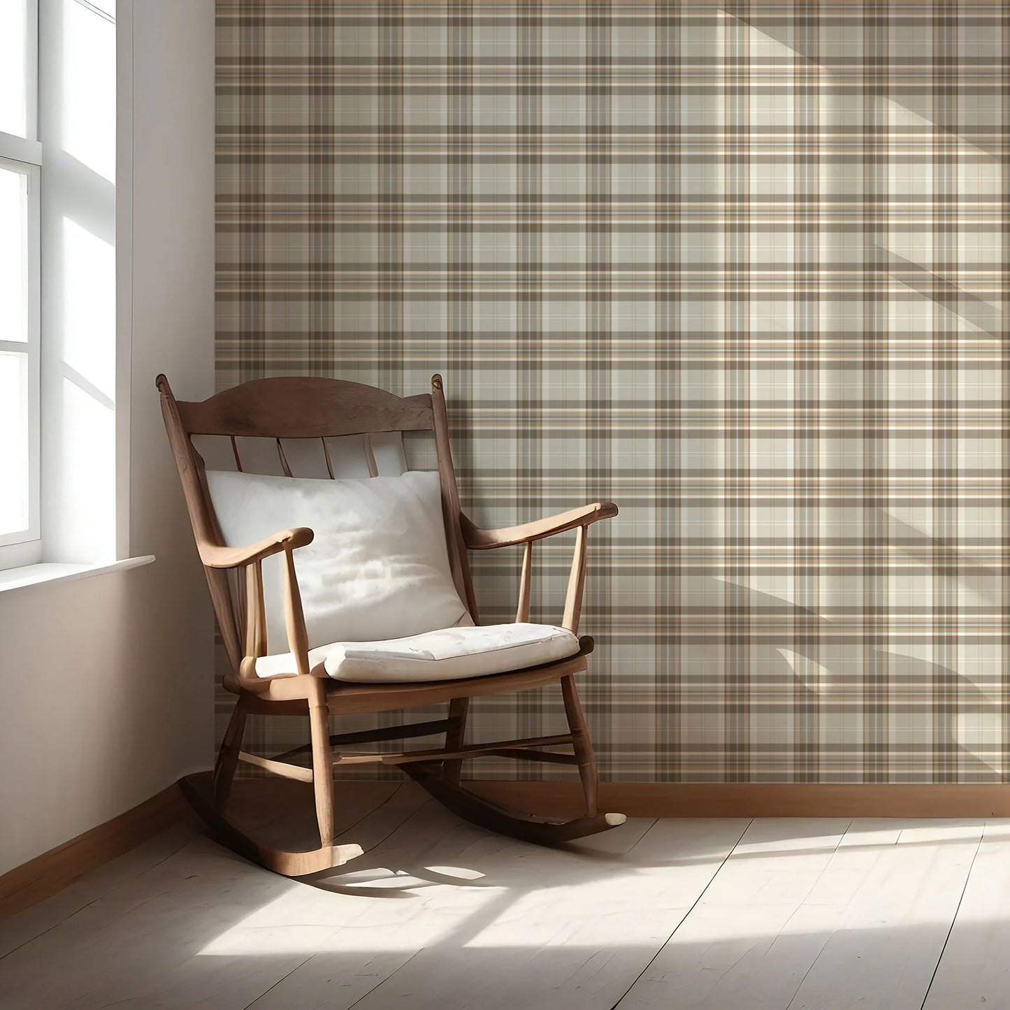 Langford Grid Wallpaper - Linen Taupe