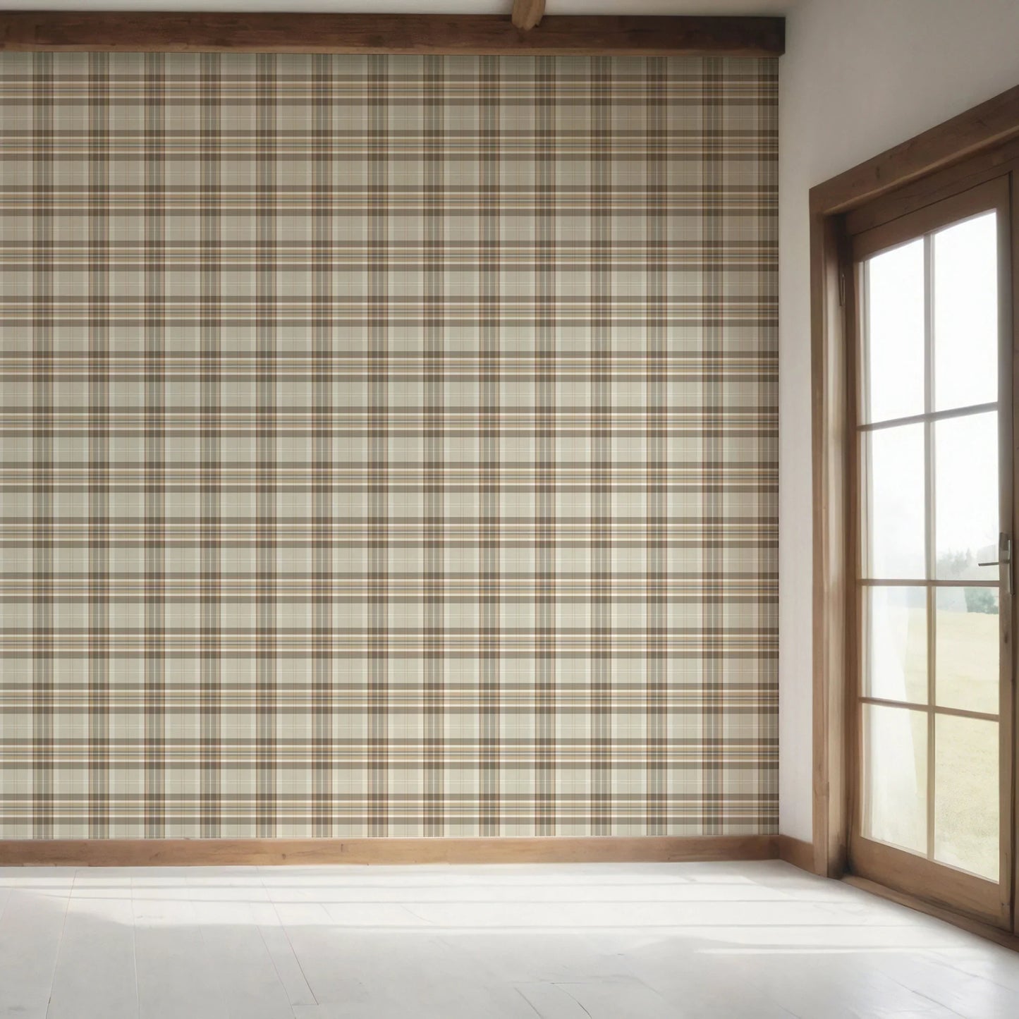 Langford Grid Wallpaper - Linen Taupe