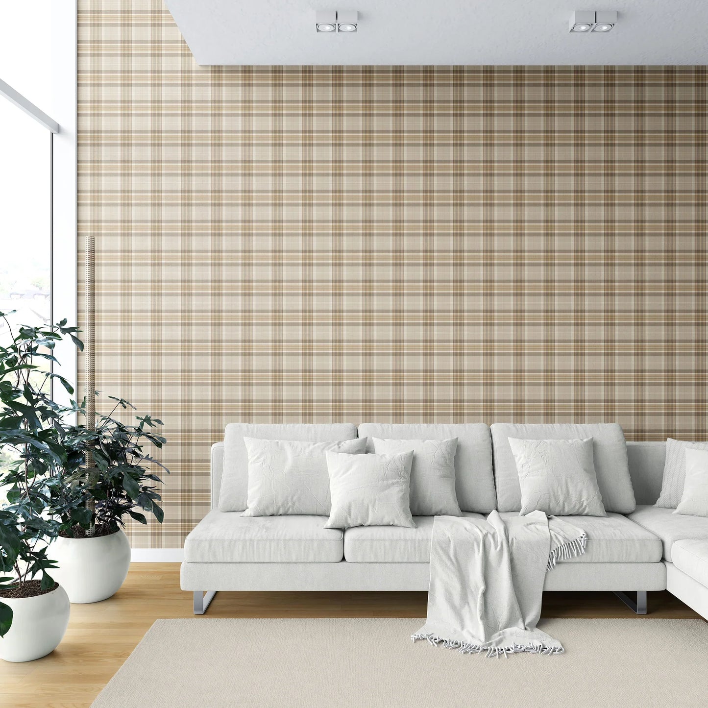 Langford Grid Wallpaper - Ashcroft Stone