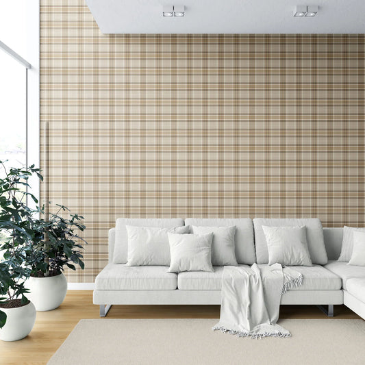 Langford Grid Wallpaper - Ashcroft Stone