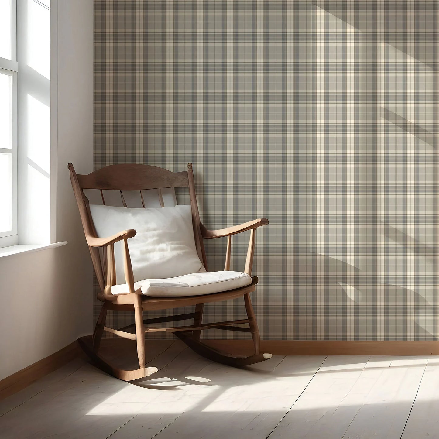 Langford Grid Wallpaper - Driftwood Grey