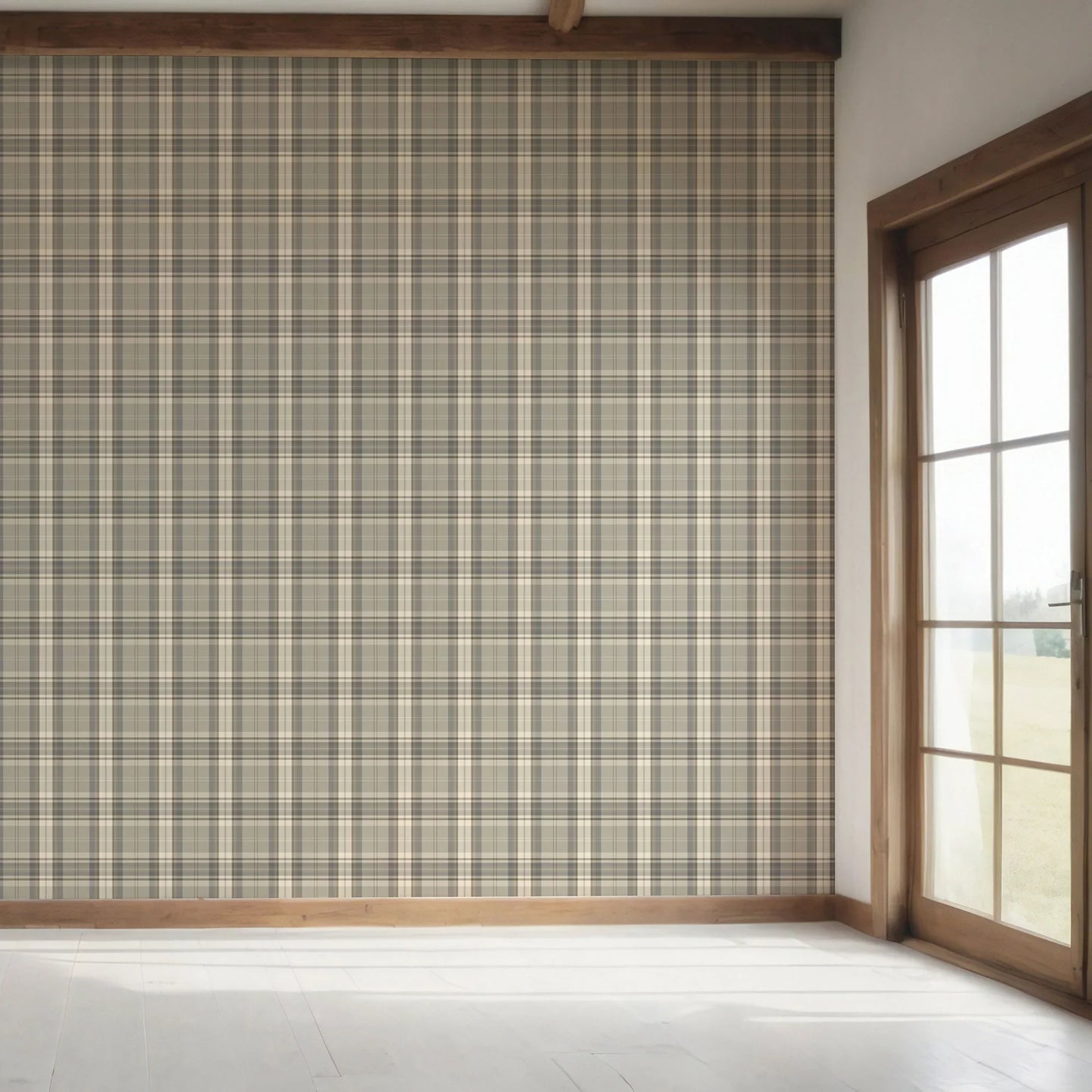 Langford Grid Wallpaper - Driftwood Grey