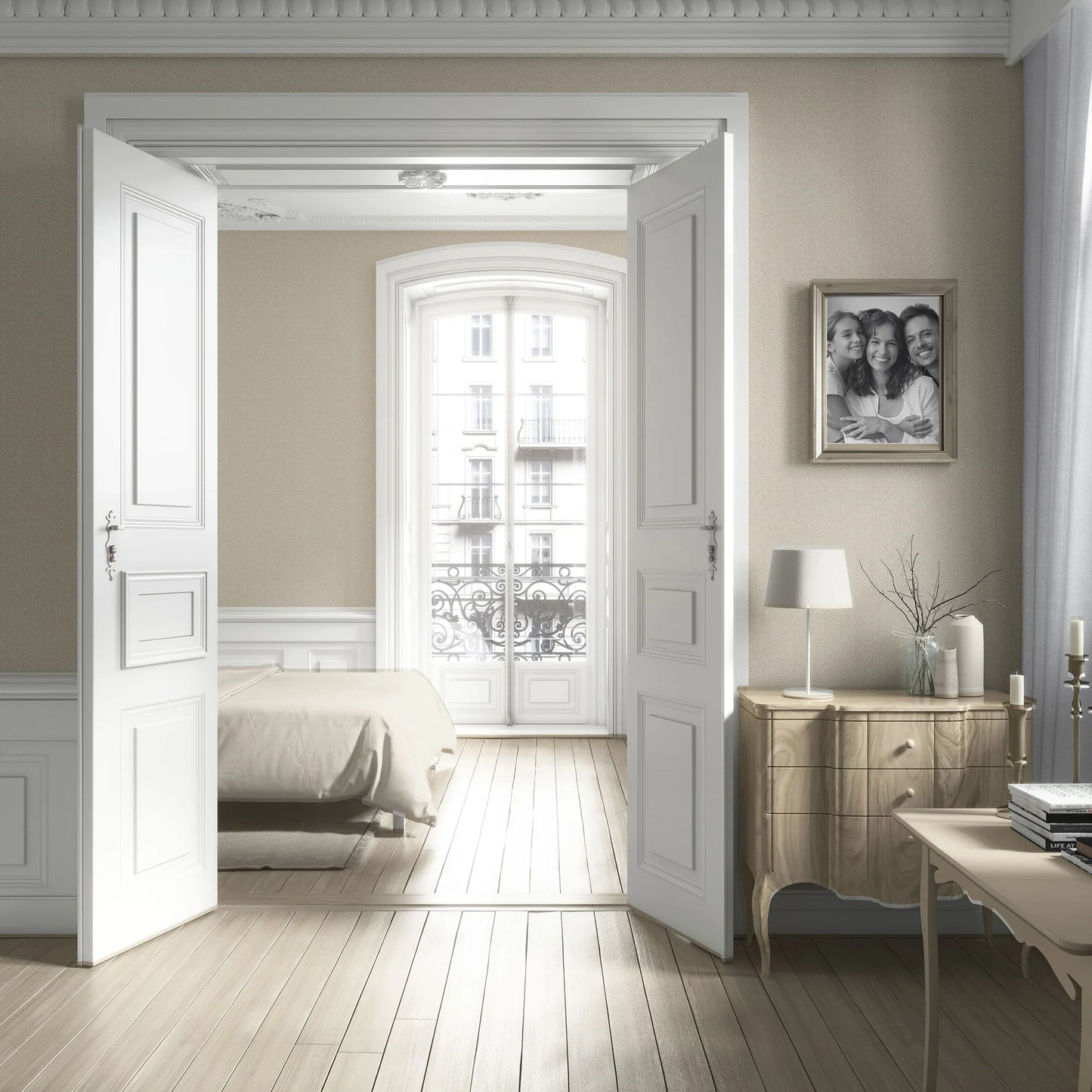 Herringford Linen Wallpaper - Warm Sand