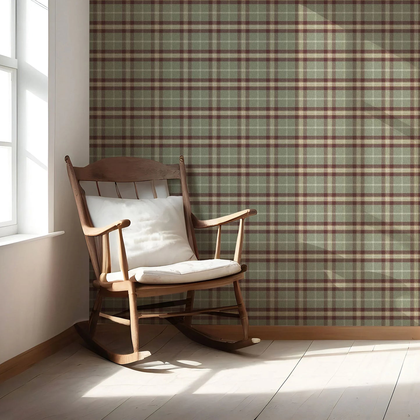 Rosewell Tartan Wallpaper - Willow Moss