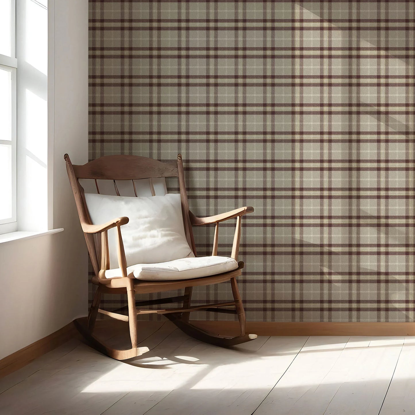 Rosewell Tartan Wallpaper - Fawn Ash