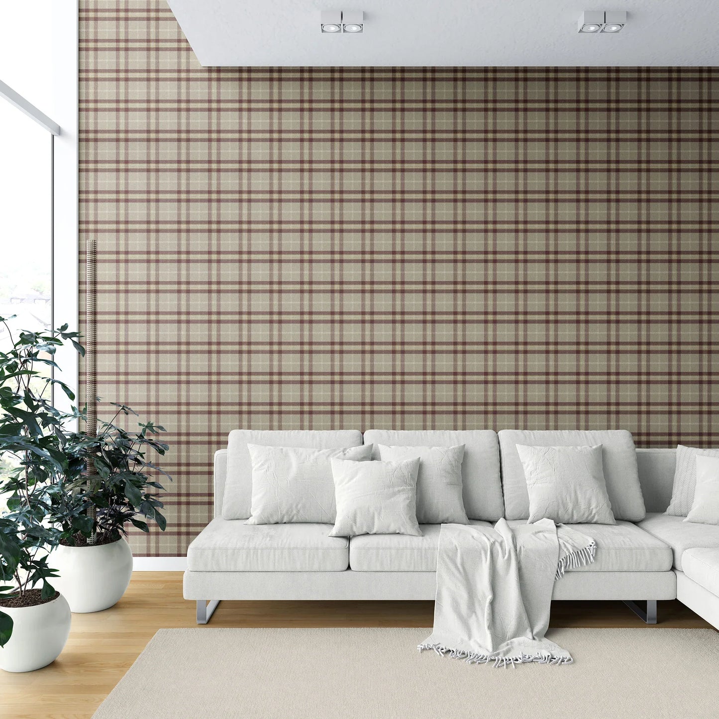 Rosewell Tartan Wallpaper - Fawn Ash