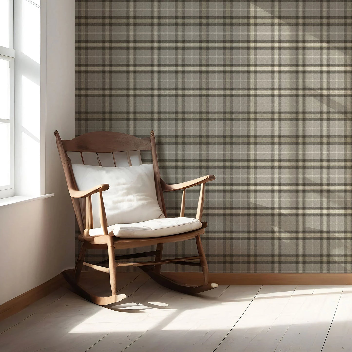 Rosewell Tartan Wallpaper - Stonefield Grey
