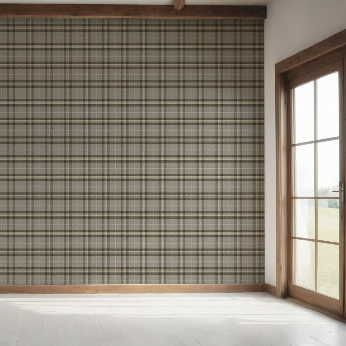 Rosewell Tartan Wallpaper - Stonefield Grey
