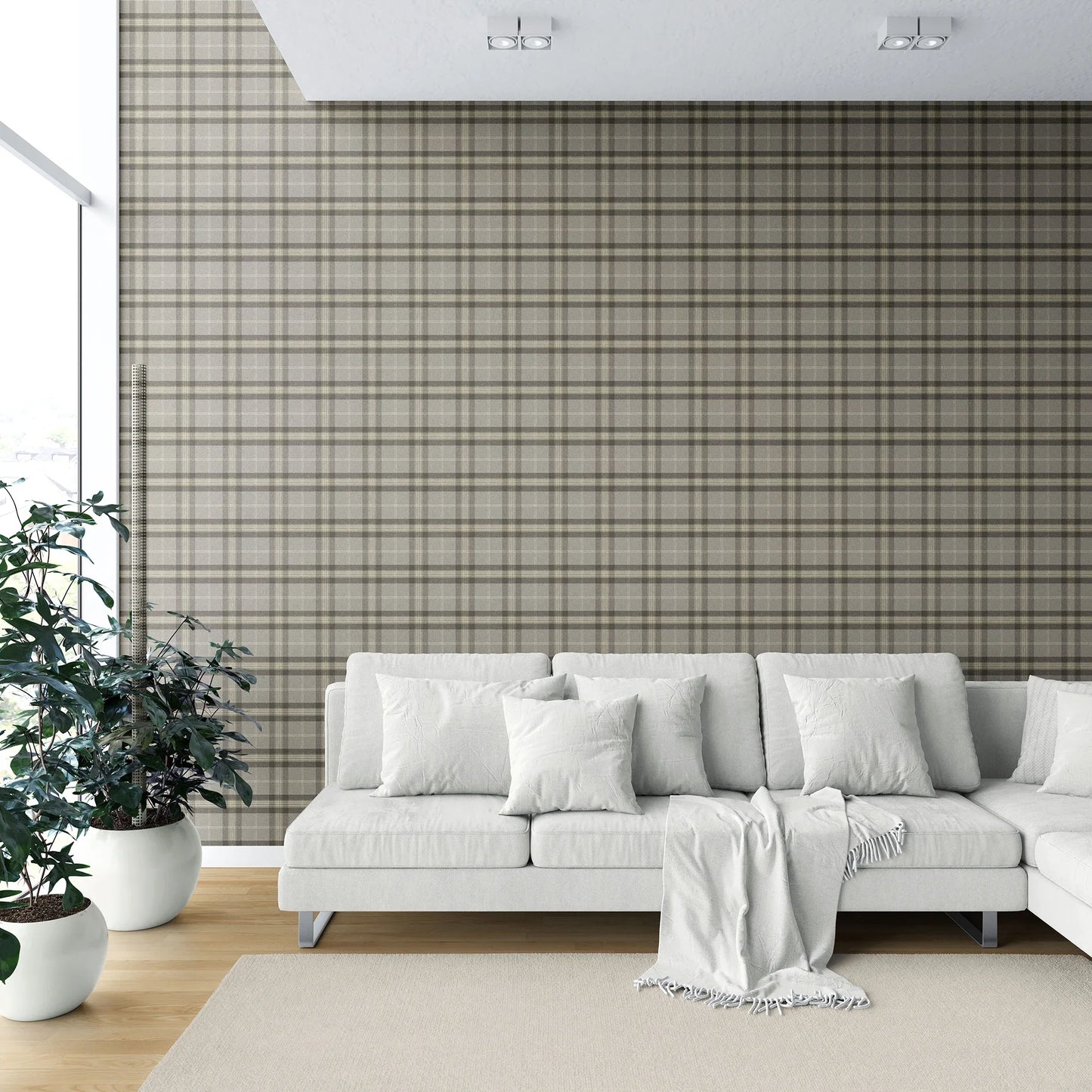 Rosewell Tartan Wallpaper - Stonefield Grey