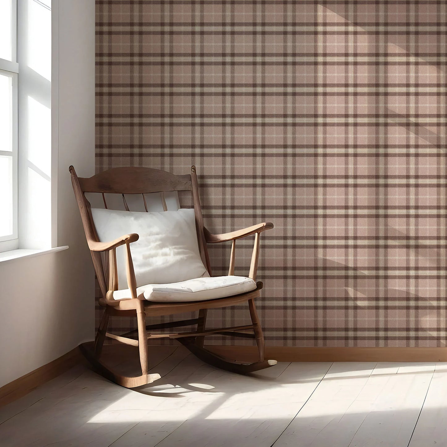 Rosewell Tartan Wallpaper - Blush Tweed