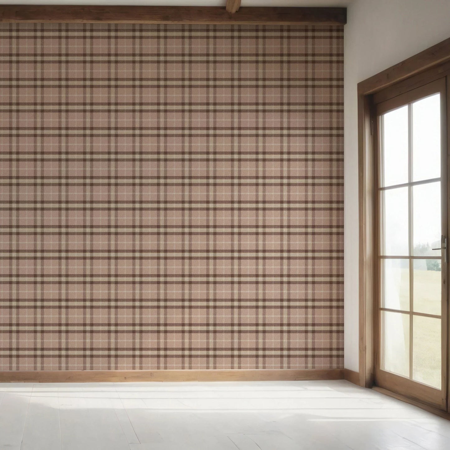 Rosewell Tartan Wallpaper - Blush Tweed