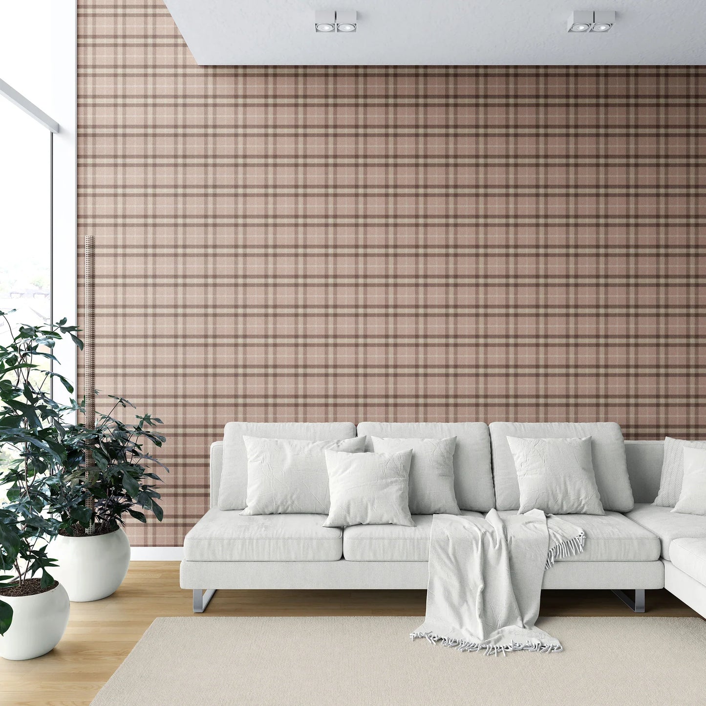 Rosewell Tartan Wallpaper - Blush Tweed
