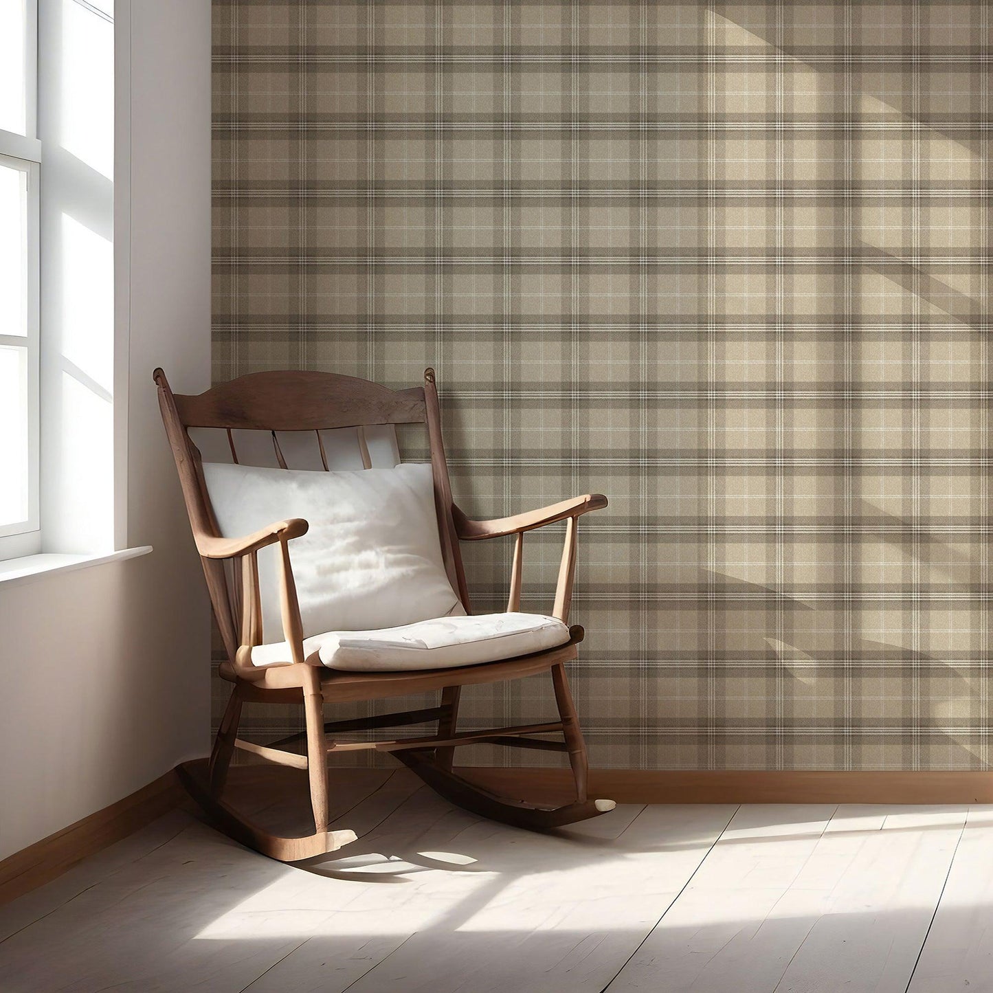 Rosewell Tartan Wallpaper - Linen Dune
