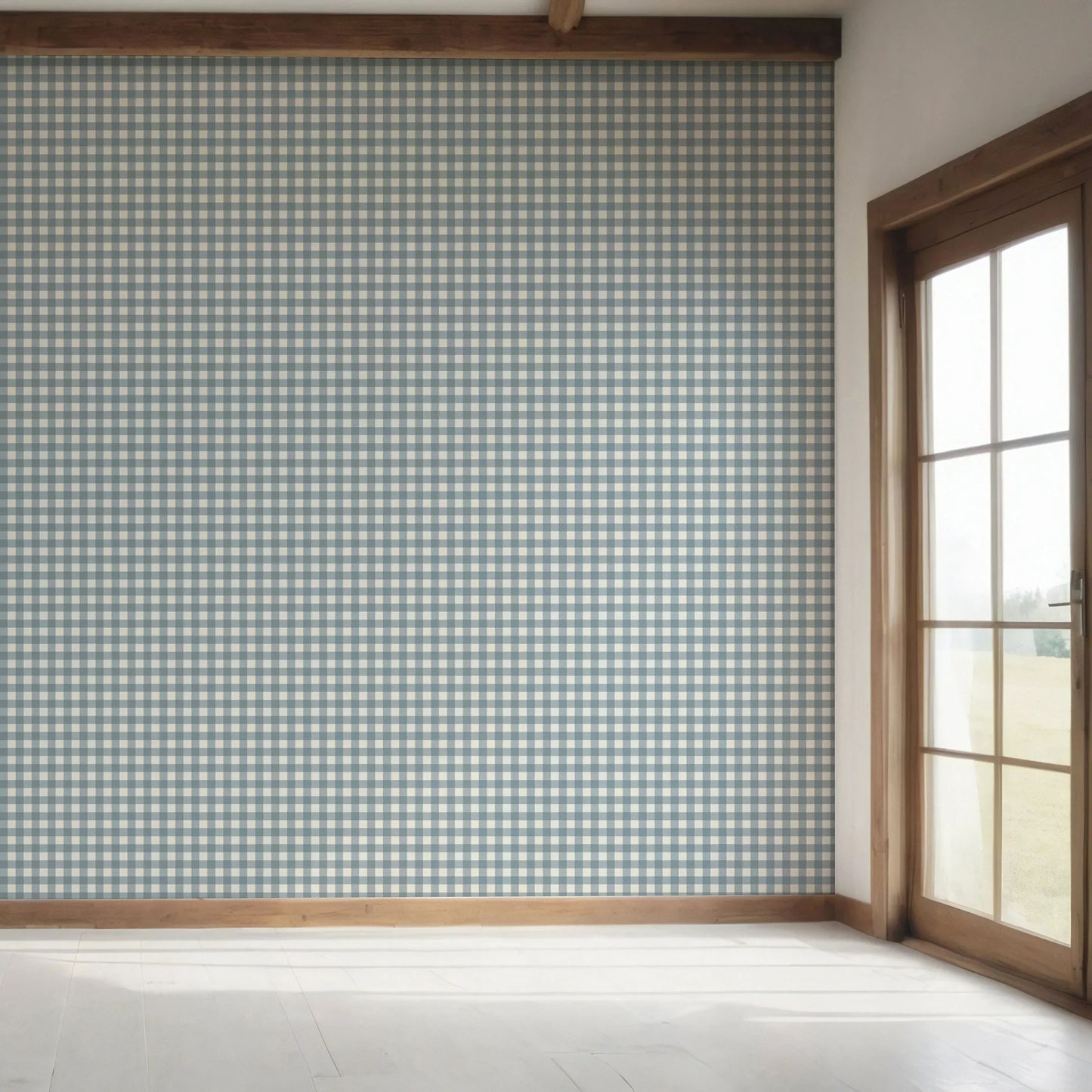 Brackenfield Check Wallpaper - Bluebell Mist