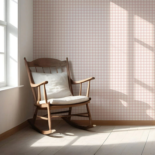 Brackenfield Check Wallpaper - Blush Petal