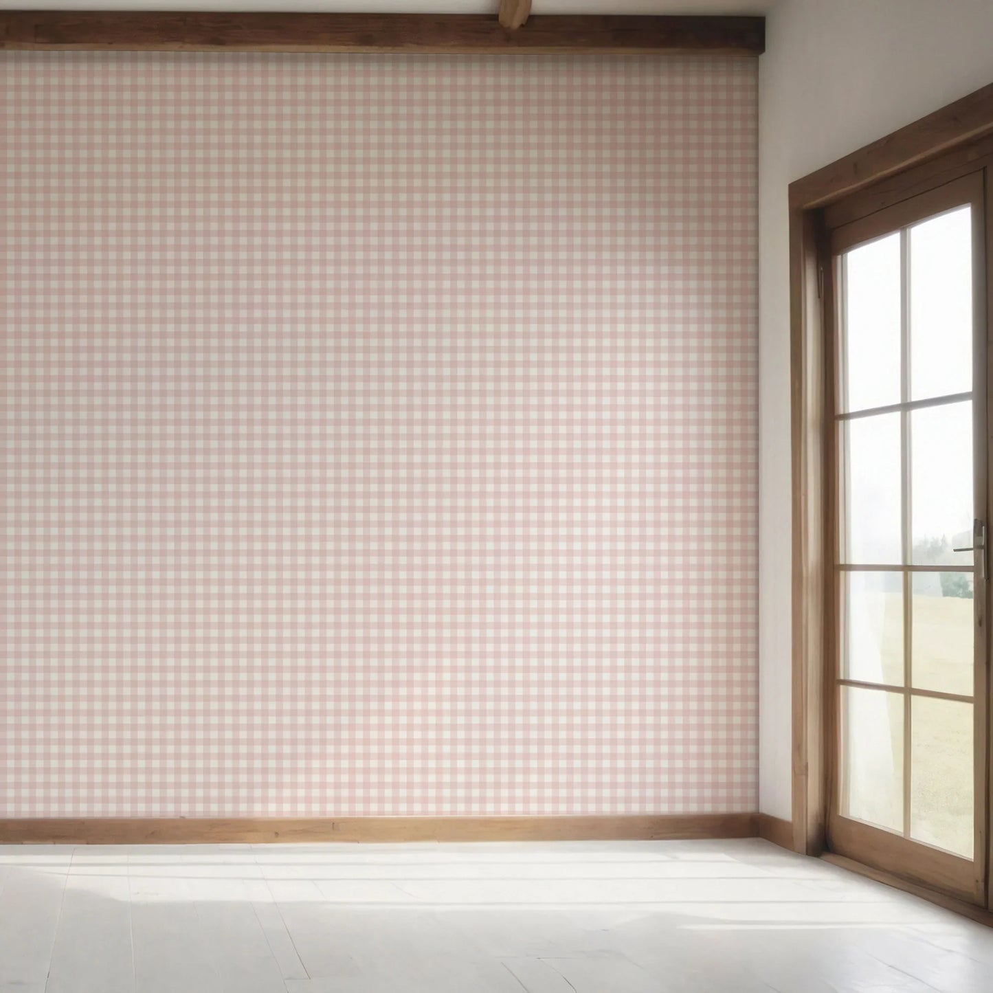 Brackenfield Check Wallpaper - Blush Petal