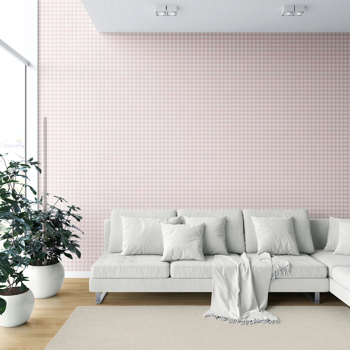 Brackenfield Check Wallpaper - Blush Petal