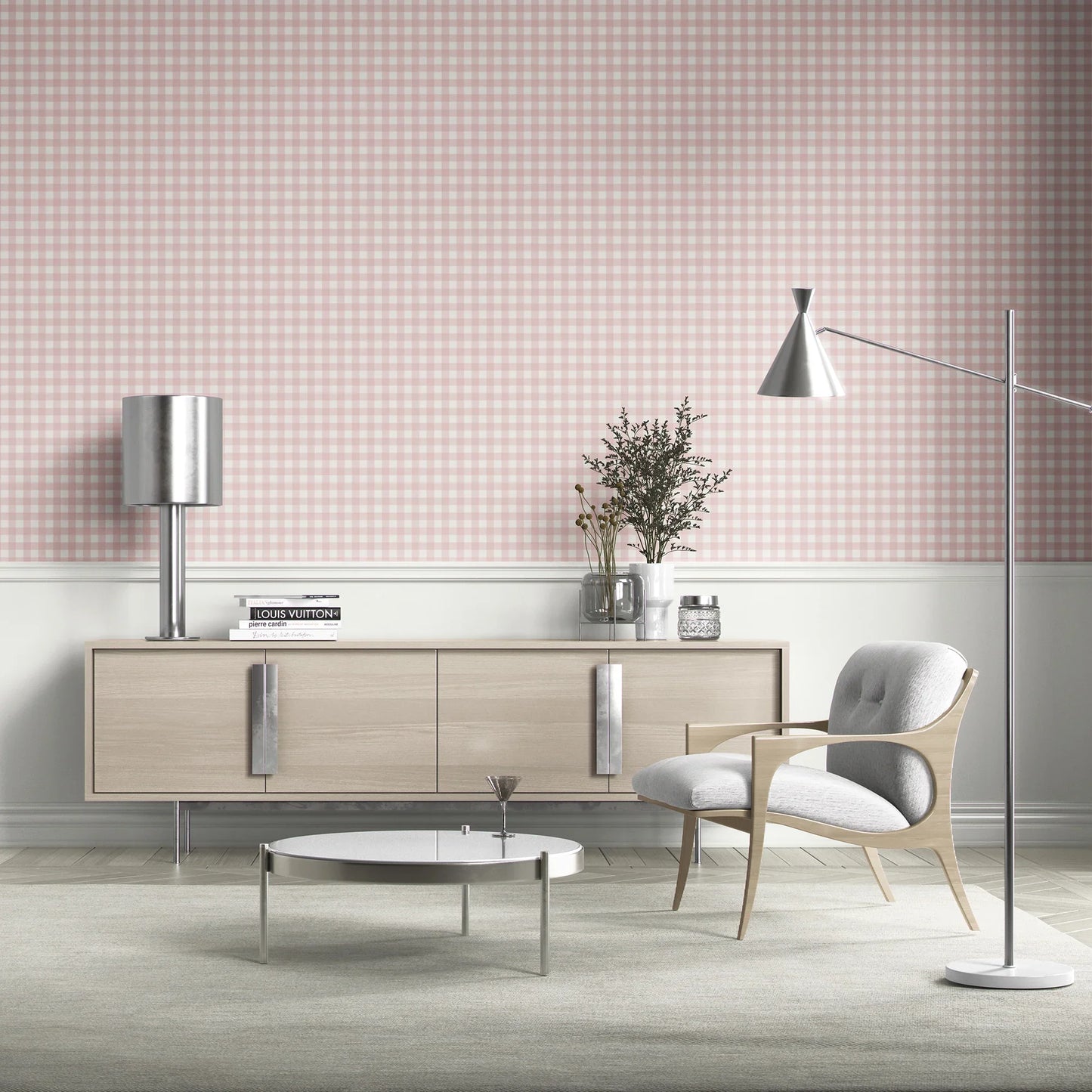 Brackenfield Check Wallpaper - Blush Petal