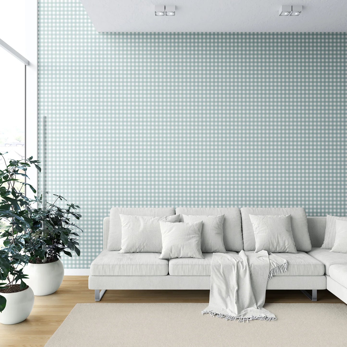 Brackenfield Check Wallpaper - Coastal Haze