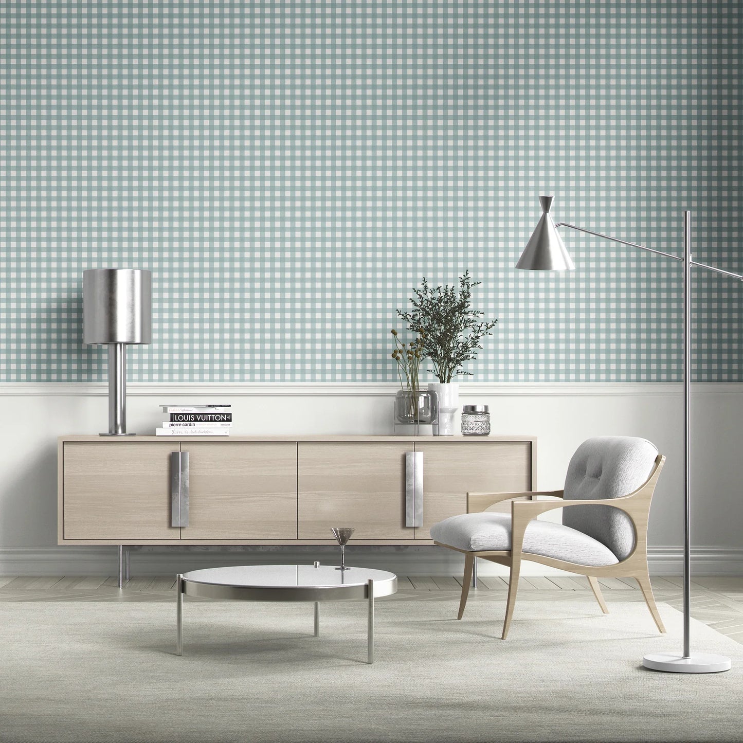 Brackenfield Check Wallpaper - Coastal Haze