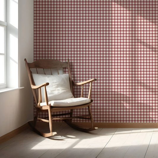 Brackenfield Check Wallpaper - Rosewood Clay