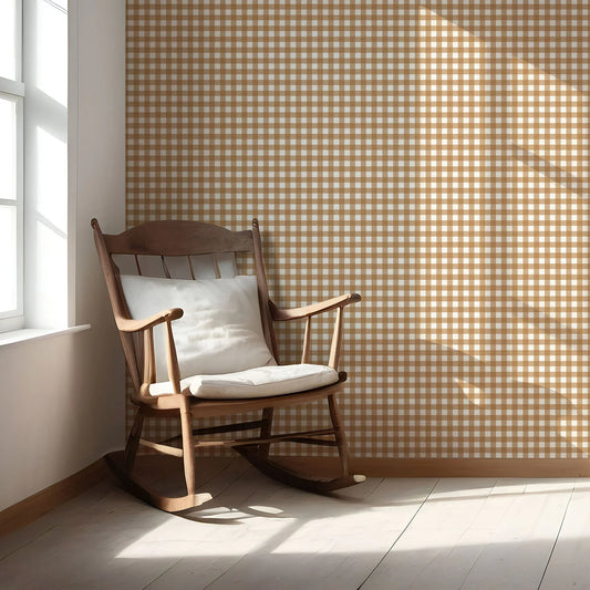 Brackenfield Check Wallpaper - Terracotta Dusk