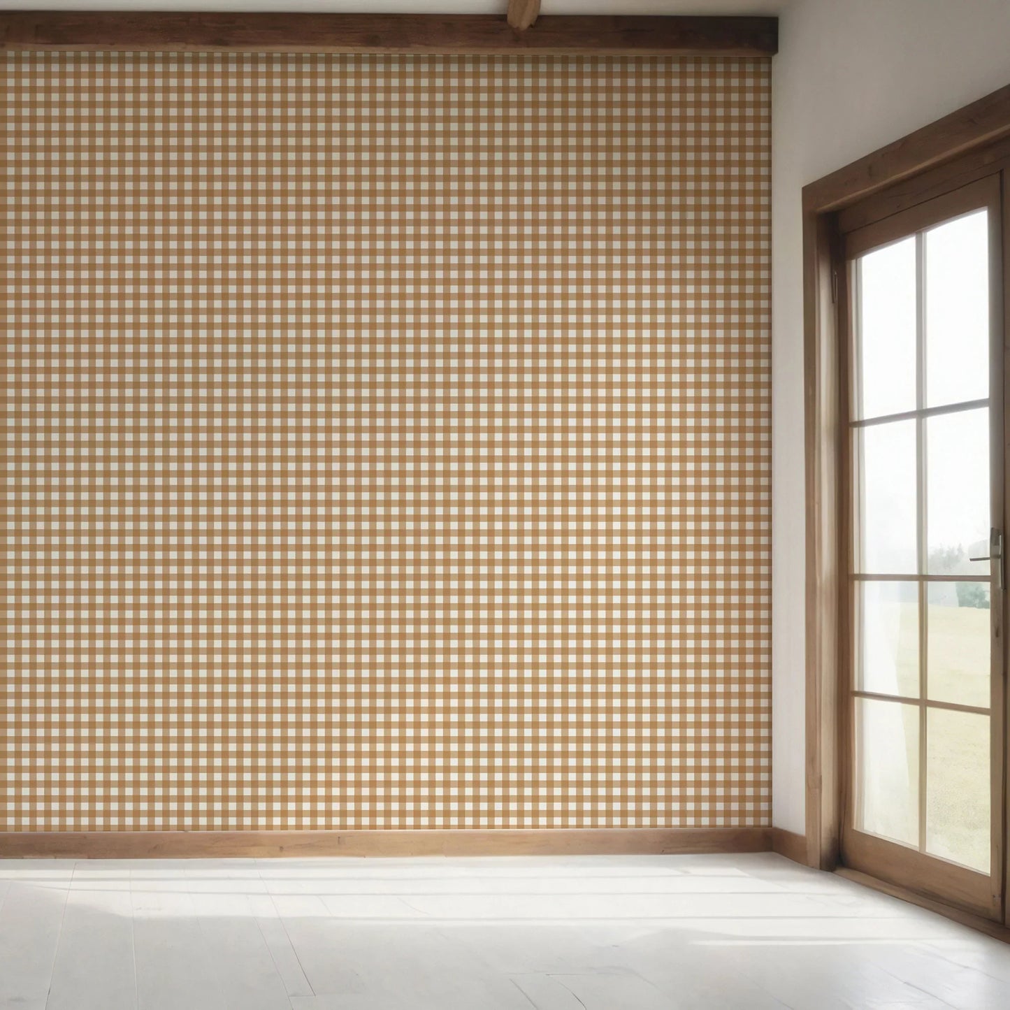 Brackenfield Check Wallpaper - Terracotta Dusk