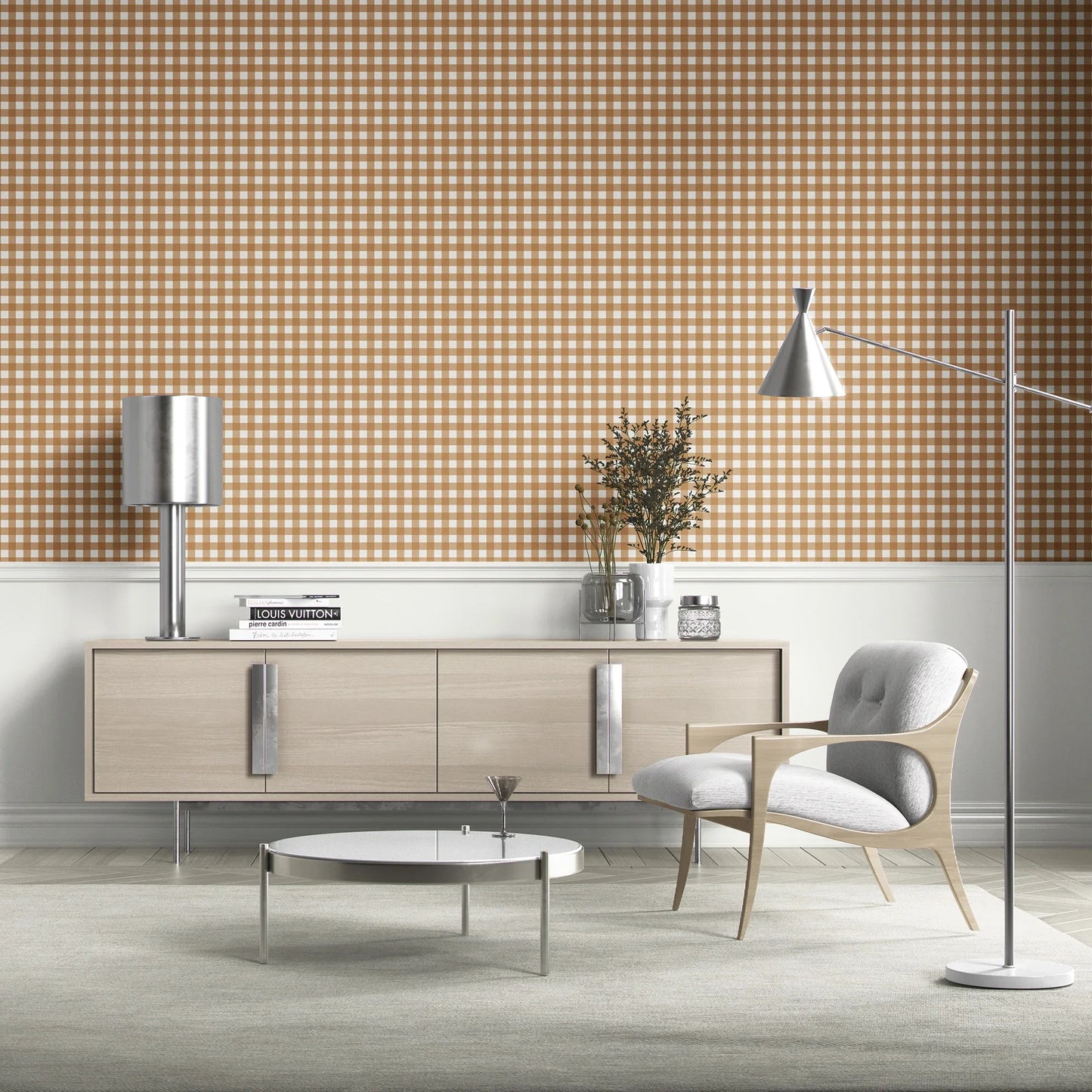 Brackenfield Check Wallpaper - Terracotta Dusk