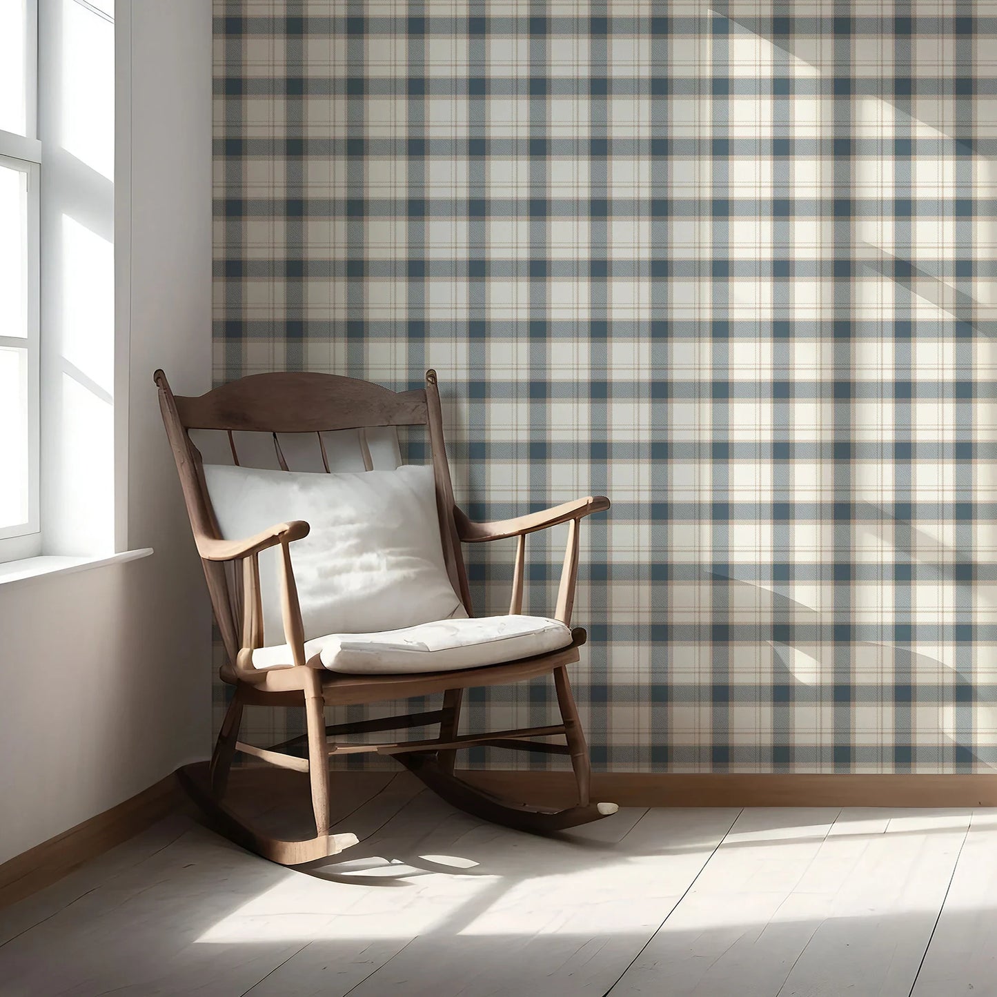 Hawthorne Plaid Wallpaper - Slateford Blue