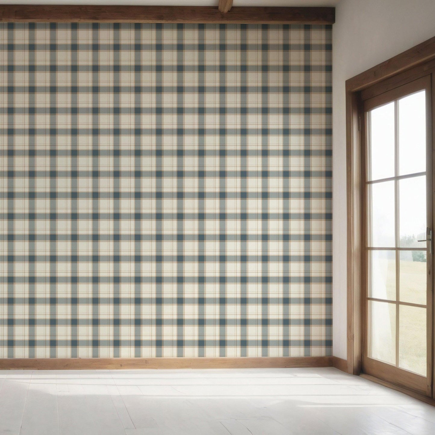 Hawthorne Plaid Wallpaper - Slateford Blue