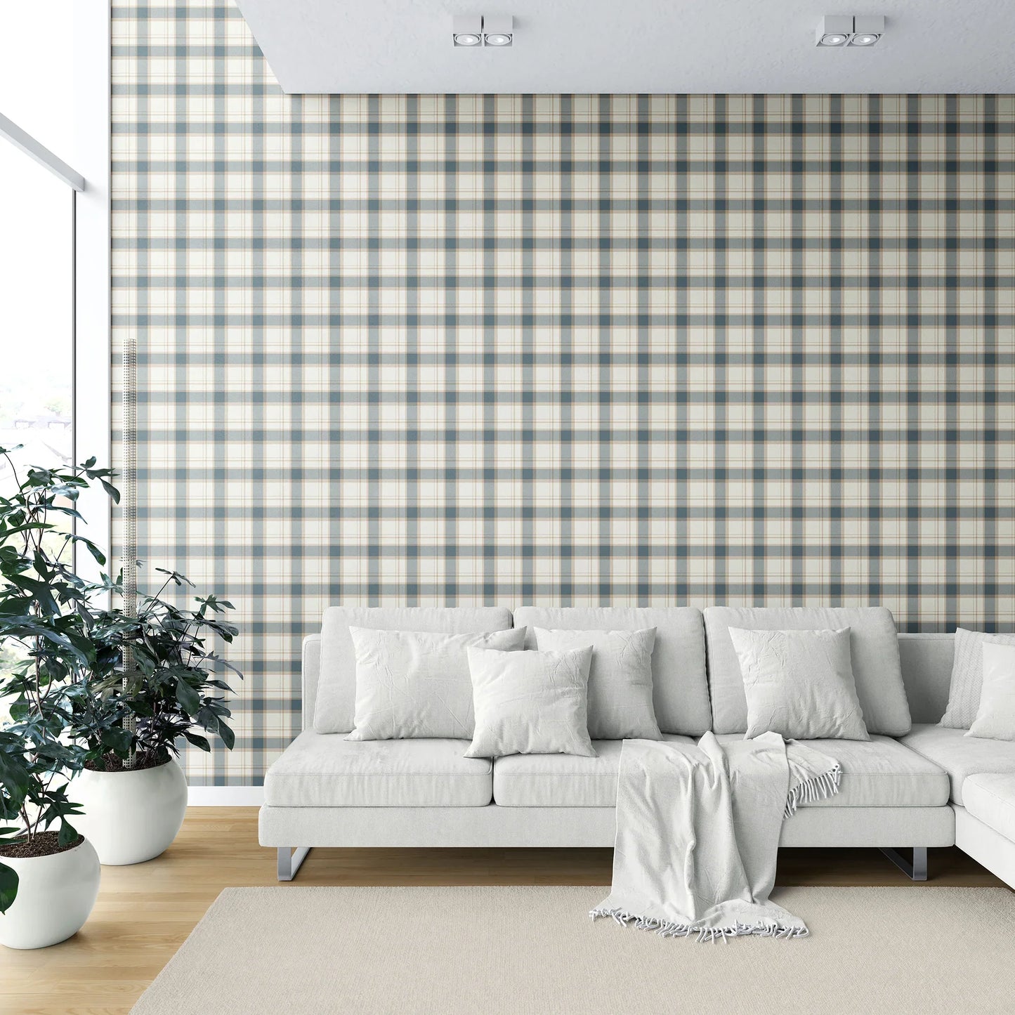 Hawthorne Plaid Wallpaper - Slateford Blue