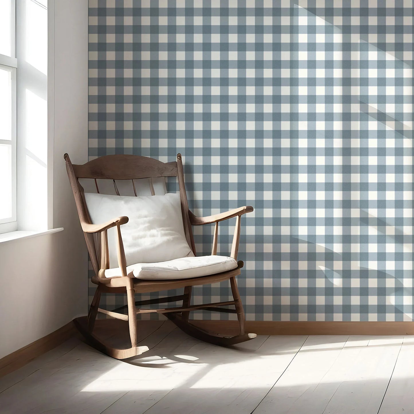 Bramwell Gingham Wallpaper - Blue Ash